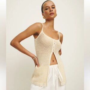 Reformation - Fallon Open Knit Tank, Horchata, Medium